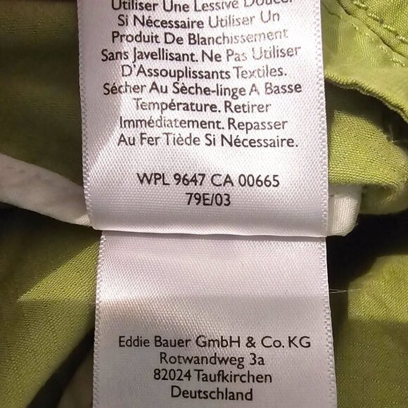 Eddie Bauer Green Nylon High Neck Roll Tab Sleeve Utility Jacket Sz S - Picture 10 of 10